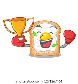 Boxing winner sandwich with egg isolated in mascot