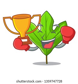 Boxing winner sassafras leaf in the shape cartoon
