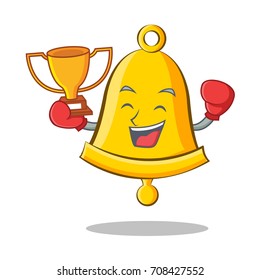 Boxing winner school bell character cartoon