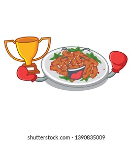 Boxing winner sesame chicken in the character shape