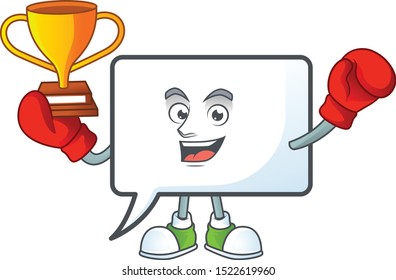 Boxing winner shape rectangle bubble cartoon character style.