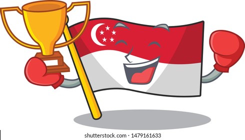 Boxing winner singapore flags stored in cartoon cupboard