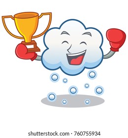Boxing winner snow cloud character cartoon vector illustration