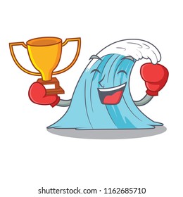 Boxing winner splash surf wave cartoon