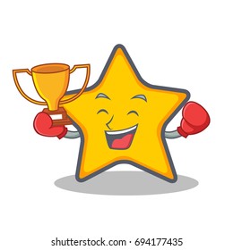 Boxing winner star character cartoon style