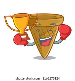 Boxing winner sweet wafer cone isolated on maskot