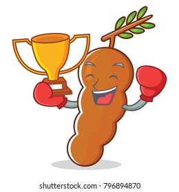 Boxing winner tamarind mascot cartoon style