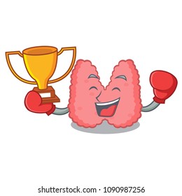 Boxing winner thyroid mascot cartoon style