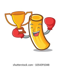 Boxing winner tortiglioni pasta mascot cartoon
