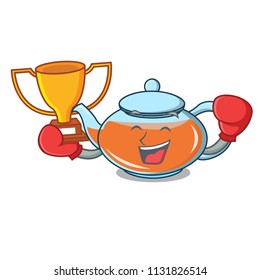 Boxing winner transparent teapot character cartoon