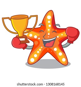 Boxing winner underwater sea in the starfish mascot