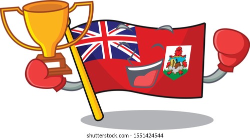 boxing winner vector flag bermuda cartoon on pole
