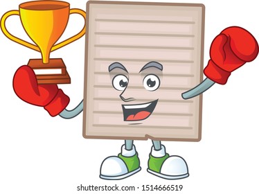 Boxing winner vintage scrapbook paper cartoon character mascot