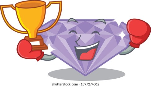 Boxing winner violet diamond in the cartoon box
