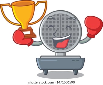 Boxing winner waffle iron above the table mascot