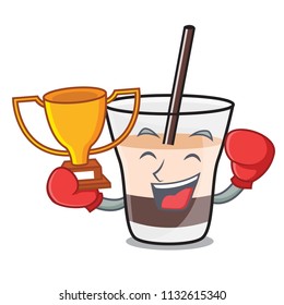 Boxing winner white russian mascot cartoon