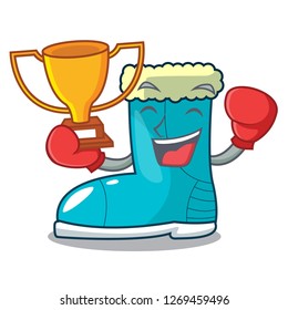 Boxing winner winter boot in shape cartoon funny