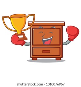 Boxing winner wooden drawer mascot cartoon