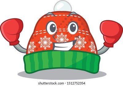 Boxing winter hat isolated character