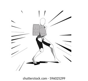 Boxing woman . Isolated vector
