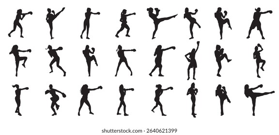 boxing woman silhouette design template