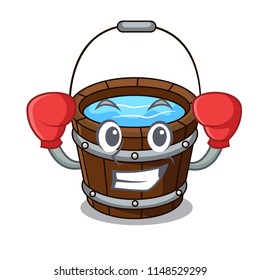 Boxing wooden bucket character cartoon