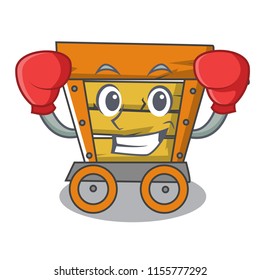 Boxing wooden trolley character cartoon