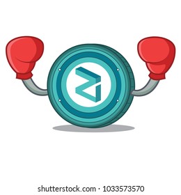 Boxing Zilliqa coin character cartoon