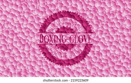 Boxing-glove pink emblem with bubbles background. Vintage. Vector Illustration. Detailed. 