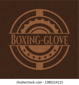 Boxing-glove realistic wood emblem