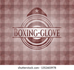 Boxing-glove red badge with geometric pattern background. Seamless.