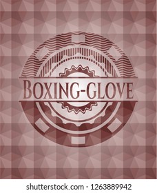 Boxing-glove red seamless badge with geometric pattern background.