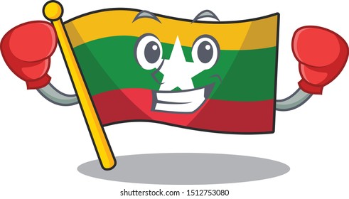 BoxingMyanmar waving flag cartoon character