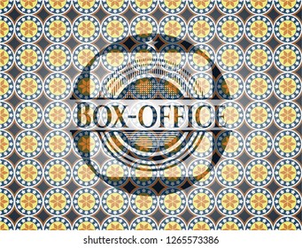 Box-office arabic emblem background. Arabesque decoration.