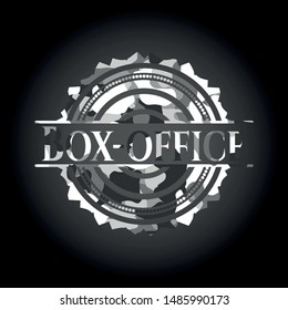 Box-office on grey camo pattern
