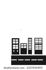 box-shaped city at night for vector