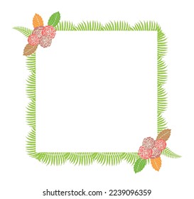 Box-shaped frame. Green and red. Flower wedding frames for invitations, stickers, souvenirs, gifts and ornaments.Flower wedding frames for invitations, stickers, souvenirs, gifts and ornaments.
