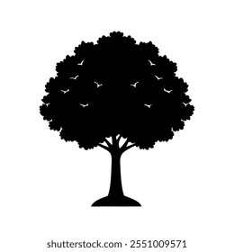 Vector de la silueta del árbol de Boxwood con un fondo blanco