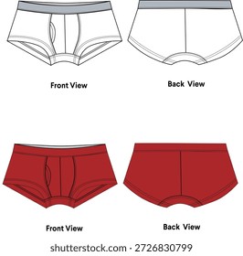 boxy brief flat sketch, illustration, boxy brief mock up