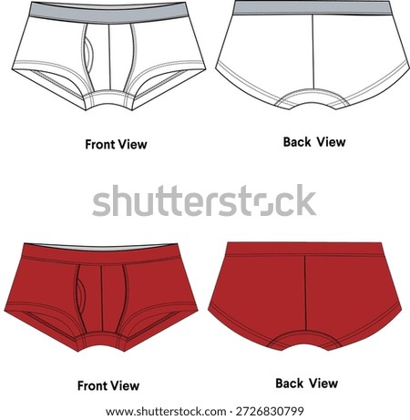 boxy brief flat sketch, illustration, boxy brief mock up