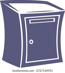 Boxy freistehende Post oder Paket Drop-Box in Indigo mit einem vorderen Steckplatz und Panel-Details.