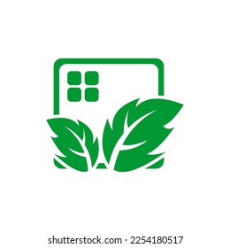the boxy green leaf logo is perfect for a company engaged in the hotel and housing sector