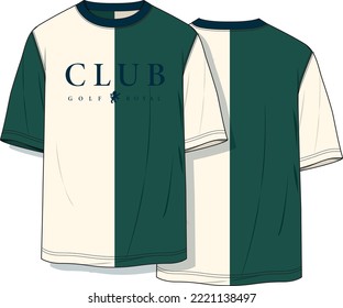 boxy t shirt urban preppy. oversize varsity golf. t-shirt college golf. boxy preppy green.