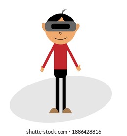Boy in 3D glasses, virtual reality man - vector EPS 10