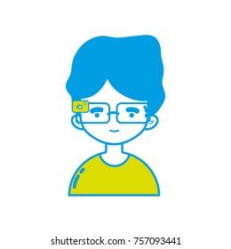 boy with 3d glasses to virtual video game