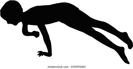 a boy about to fall down, silhouette vector