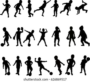 Boy active silhouette vector