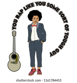 Boy African-American musician. Vector illustration of an African-American teenager musician.