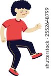 A boy with an afro hairstyle dancing, perfect for cheerful and party events