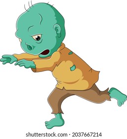 El chico con el disfraz alienígena está caminando para asustar a la gente de la ilustración